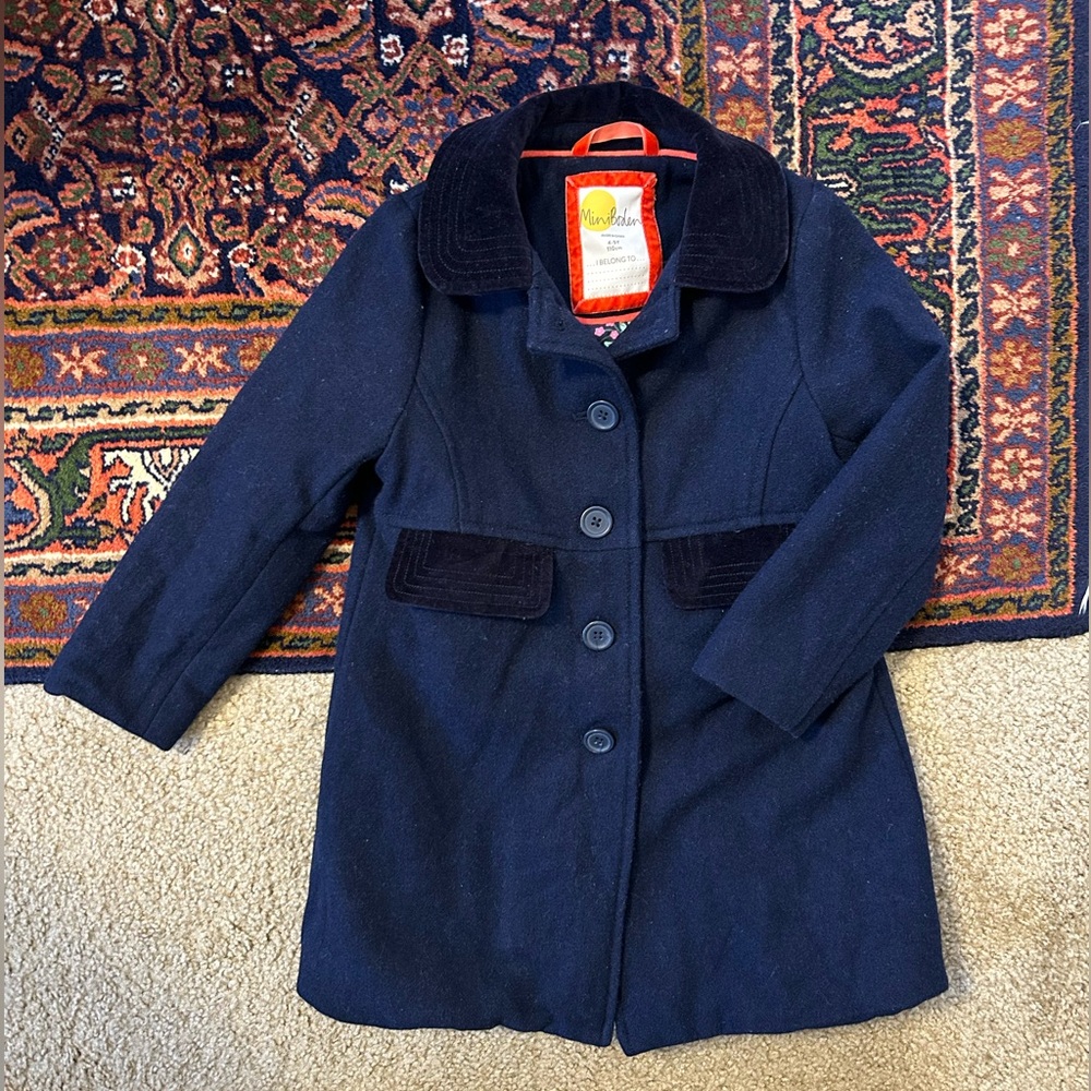 Mini Boden Girls Dress Coat, Navy, 4-5Y